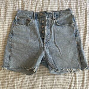 Agolde Jean Shorts, High Waisted, Buttons, Slit Sides, 24